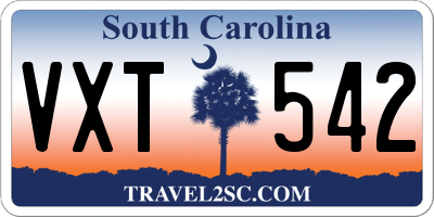 SC license plate VXT542