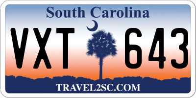 SC license plate VXT643