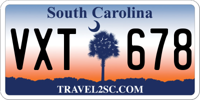 SC license plate VXT678