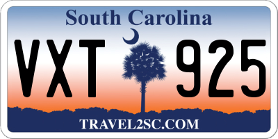 SC license plate VXT925