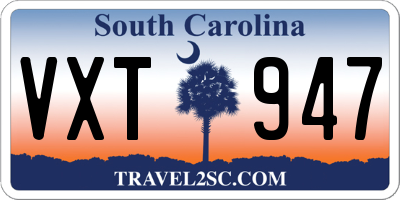 SC license plate VXT947