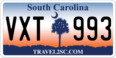 SC license plate VXT993