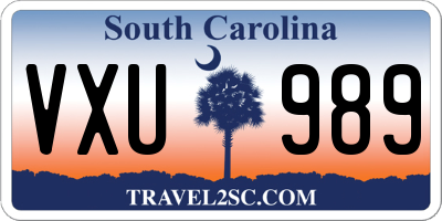 SC license plate VXU989
