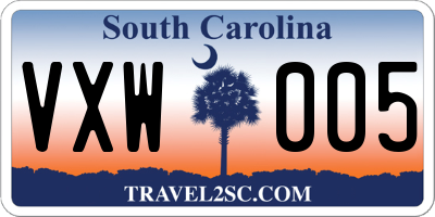 SC license plate VXW005