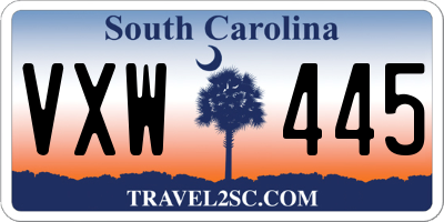 SC license plate VXW445