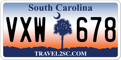 SC license plate VXW678