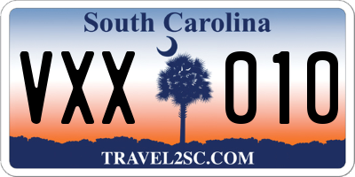 SC license plate VXX010