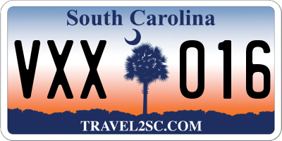 SC license plate VXX016