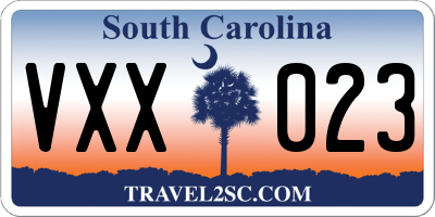 SC license plate VXX023