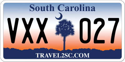 SC license plate VXX027