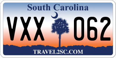 SC license plate VXX062