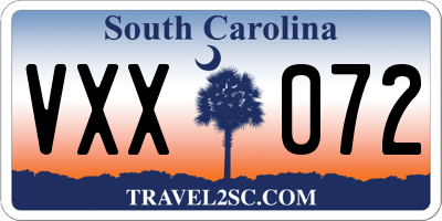 SC license plate VXX072