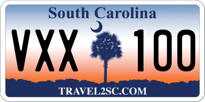SC license plate VXX100