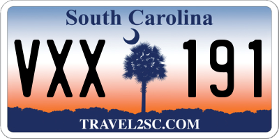 SC license plate VXX191