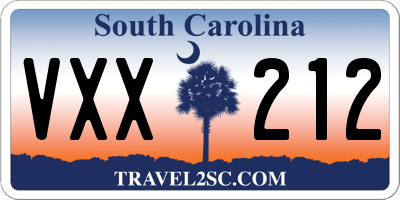 SC license plate VXX212