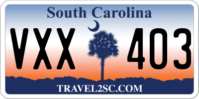 SC license plate VXX403
