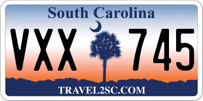 SC license plate VXX745
