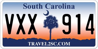 SC license plate VXX914
