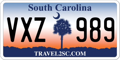 SC license plate VXZ989