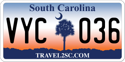 SC license plate VYC036