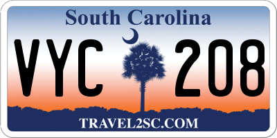 SC license plate VYC208