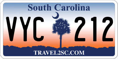 SC license plate VYC212