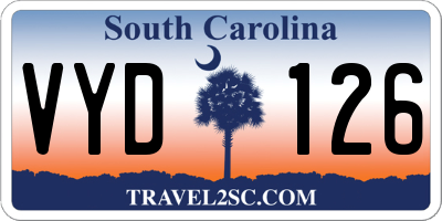 SC license plate VYD126