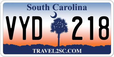 SC license plate VYD218