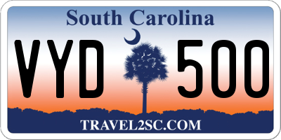 SC license plate VYD500