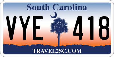 SC license plate VYE418