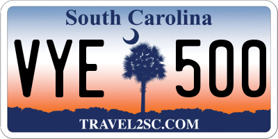 SC license plate VYE500