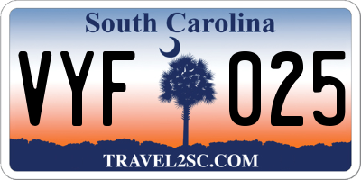 SC license plate VYF025