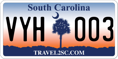 SC license plate VYH003