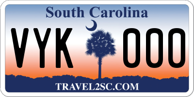 SC license plate VYK000