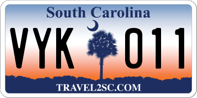 SC license plate VYK011