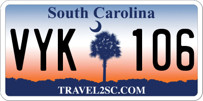 SC license plate VYK106