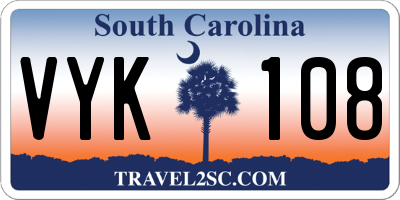 SC license plate VYK108