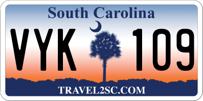 SC license plate VYK109