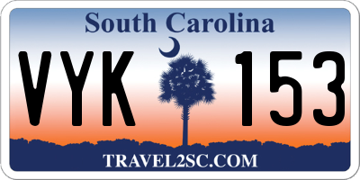 SC license plate VYK153
