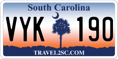 SC license plate VYK190
