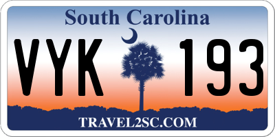 SC license plate VYK193