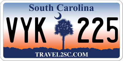 SC license plate VYK225
