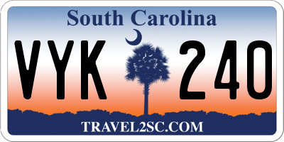 SC license plate VYK240