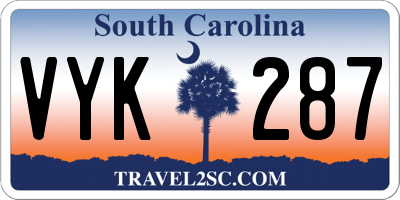 SC license plate VYK287