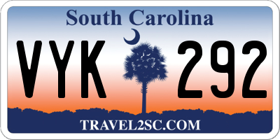 SC license plate VYK292