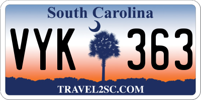 SC license plate VYK363