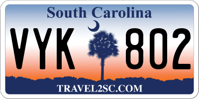 SC license plate VYK802