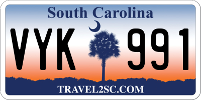 SC license plate VYK991