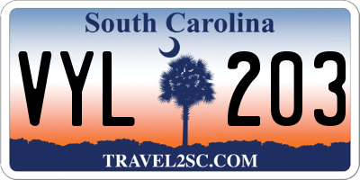 SC license plate VYL203