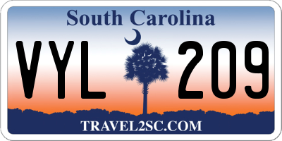 SC license plate VYL209